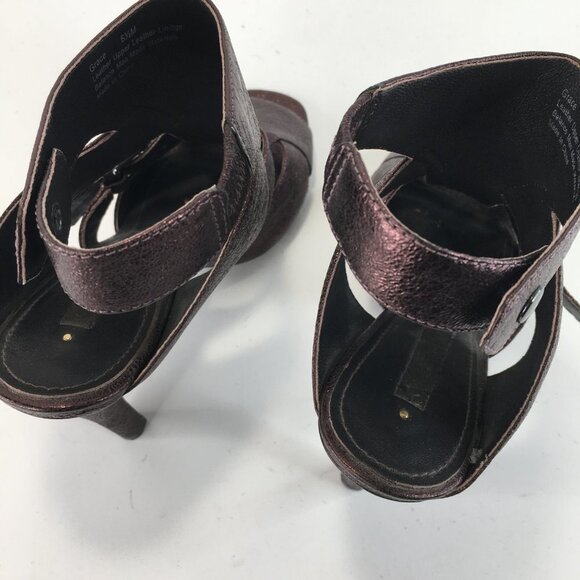 Caressa Grace Metallic Cooper Leather Ankle Strap Heels Size 6.5M - Picture 6 of 14